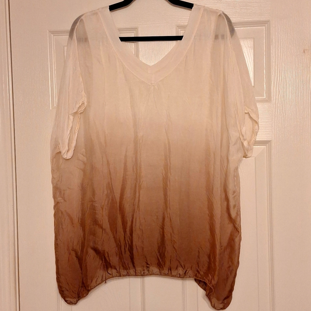 Ombre Silk overlay top Made in Italy M/L - Picture 2 of 6